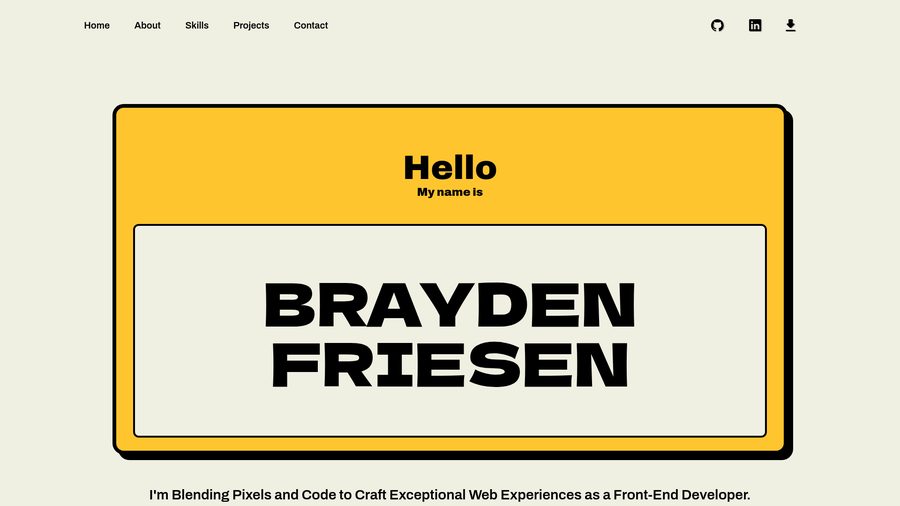 braydenfriesen.com personal website preview